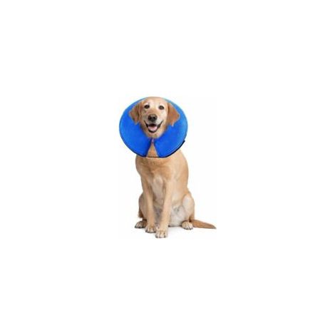 Crezuo Komfortabler aufblasbarer Genesungskragen, Schutzkragen für Hunde und Katzen, verstellbar, waschbar PS005 L Blau - (1/4)