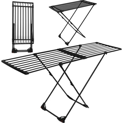 Séchoir à linge sur pied, pliable, pour balcon, extensible, grand format, robuste, noir