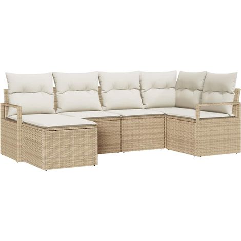 Maison Exclusive - Set di divani con cuscino 6 pcs Beige e Crema polyrattan