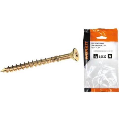 VITE LEGNO WOOD SELF WORKIT - ZINCATA GIALLA CAVA TX25 MM 4,5X60 CF=PZ 10 - 5 confezione