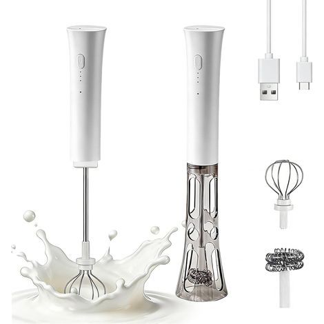 Mousseur à Lait Automatiques pour Cafés, 5000-7000rpm, Pas Besoin de Bâtonnets de Lait Moussant à la Main, Mousseur à Lait Électrique, pour Café, Latte, Cappuccino, Matcha (1/5)