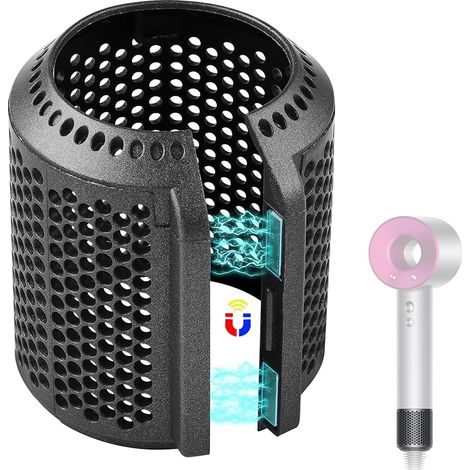 Couvercle de Filtre Extérieur Magnétique Compatible avec Dyson Supersonic HD01 HD03 HD08 HD15 Le Sèche-Cheveux, Pièces De Rechange pour La Cage du Filtre du Sèche-Cheveux (Gris)