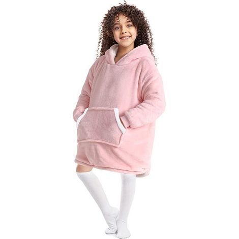 1 pièce Plaid à capuche enfant, polaire douce, 70 x 70 cm, rose, pour canapé, télévision, hiver