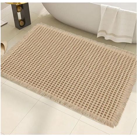 Tapis de Bain gaufré Antidérapant Super Absorbant - Lavable en Machine - Taille adaptée salle de bain