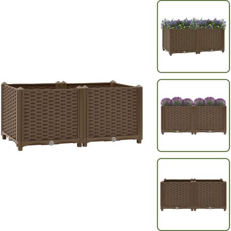 Lit surélevé 80x40x38 cm Polypropylène - Jardinière - Bac De Culture - Jardin Vertical - Pots De Fleurs - Décoration Extérieur (1/5)