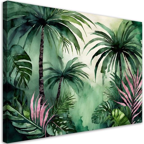 Tableau déco Palmiers Jungle Aquarelle 60x40 (1/5)