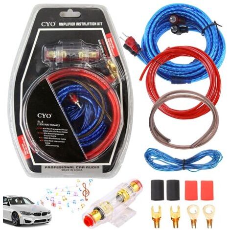 Kit Faisceau Câblage d'Amplificateur Voiture, 10 GA Ensemble de câbles pour amplificateurs de voiture, 1500W Ensemble de Câbles d'Amplificateur Voiture, pour La Plupart des Voitures (1/5)