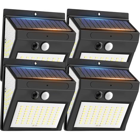 Applique Murale Exterieure Sans Fil Lampe Solaire,CCT Lampe Solaire Exterieur Jardin Up Down Réglable,IP65 Étanche Lumière Exterieur pour Clôture,Cour,Patio-4PCS (1/5)