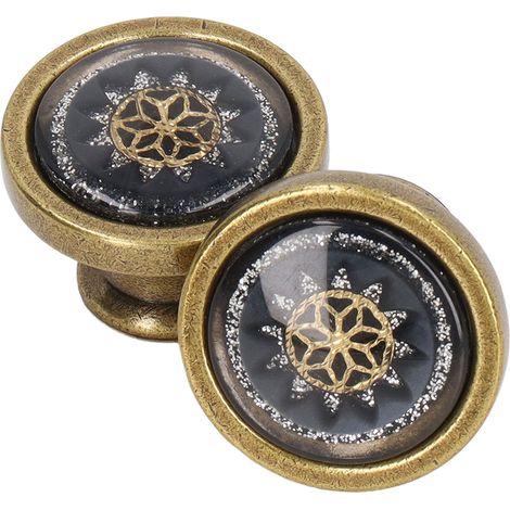 Lot de 2 poignées de porte de placard rondes à un trou, en alliage de zinc, couleur cuivre noir, pour meubles anciens (1/5)