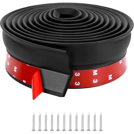 Joint de porte de garage 3 m, joint en caoutchouc pour porte de garage, pour protection contre les feuilles, la saleté et les intempéries, avec clous (1/5)
