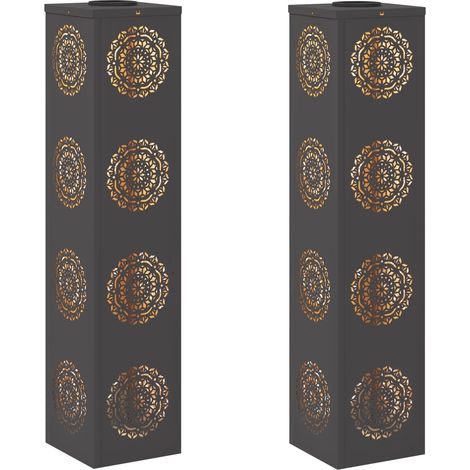 Set di 2 luci per vialetto solari LED 18 x 18 x 80 cm autoportanti resistenti design moderno in acciaio nero 020052601