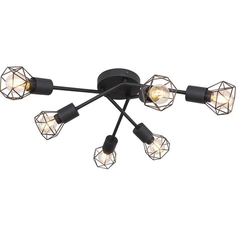 Globo - plafón - Xara I - negro - metal - Ø 63cm - E14 - 54802S-6