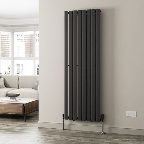 Black Flat Panel Designer Radiator Vertical Horizontal 1800 x 604mm Single Panel