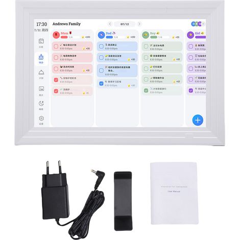 Calendrier numérique planificateur tableau tâches 10,1in IPS – Écran LCD interactif gestion APP famille mur bureau blanc (1/5)
