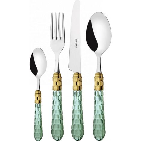 Ensemble de 24 pièces dans la boîte transparente Green Green Cristallo ghiera dorata Bugatti
