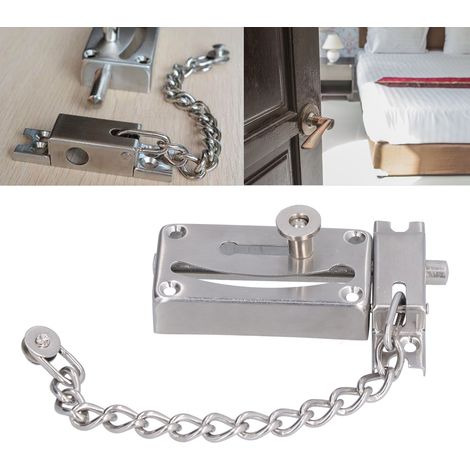 Serrures de sécurité antivol à chaîne en acier inoxydable pour porte, loquet coulissant et verrou avec fixation et screws pour maison, appartement, hôtel (1/5)