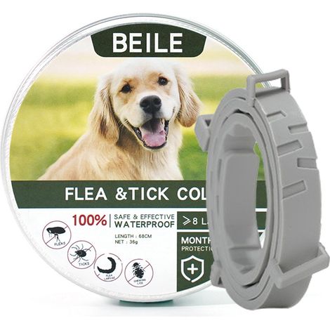 Collier pour chien 1 pièce collier anti-insectes et anti-puces pour chiens (grand chien 35 kg 72 cm, gris) collier anti-insectes et anti-puces (1/2)