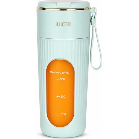 Blender portable rechargeable à 10 lames, gobelet presse-jus 340 ml, bleu lac (1/5)