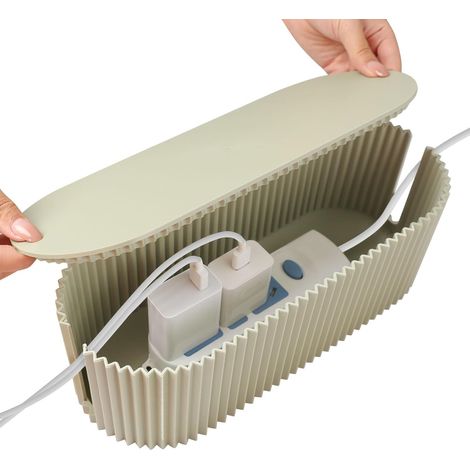 Boîte de rangement de câbles verte, boîte de rangement de câbles avec couvercle et câbles inclus, boîte dissimulatrice de câbles, organiseur de câbles pour multiprises