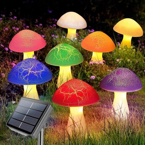 Lot de 8 lampes solaires — Lampes d'extérieur sur piquet — Éclairage décoratif LED étanche pour jardin et pelouse (1/3)