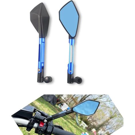 Motorrad Rückspiegel aus CNC-Aluminium - Blau getönt für Kawasaki Z900, Z900RS, Z800, Z1000 - Seitenspiegel Ersatz - Vibrationsarm (1/3)