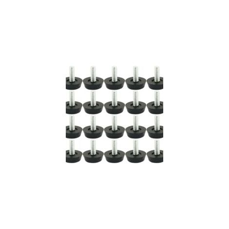 Patas ajustables para muebles, tornillos M6, negras - Paquete de 20 - Crezuo