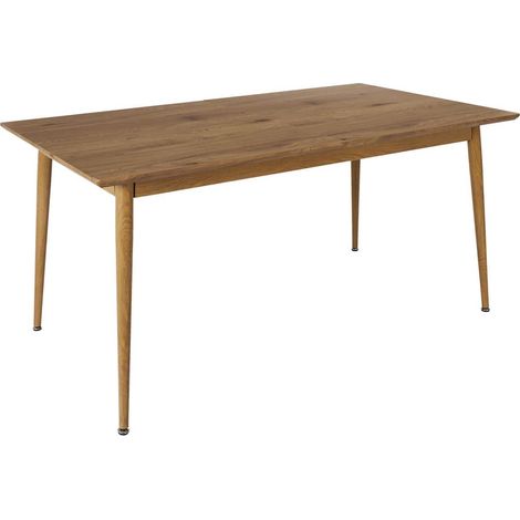 ANDREA - Table Repas Extensible en MDF Aspect Chêne Clair Pieds Métal (1/5)