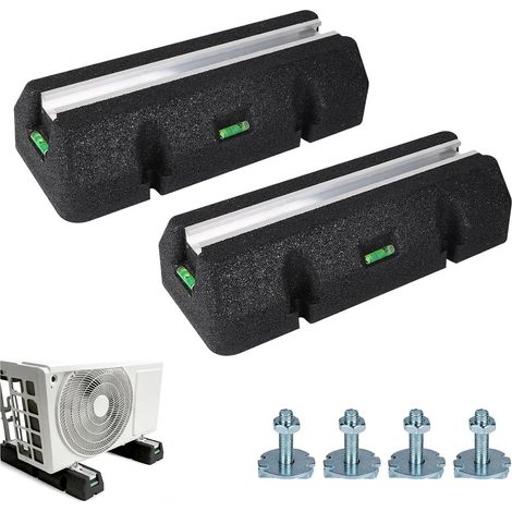 2 Silent Blocks for Antivibration Heat Pump 450 mm with Spirit Level, Floor Console for Outdoor Air Conditioner, Rubber Support for UV Resistant, Maximum Load 350 kg (1/5)