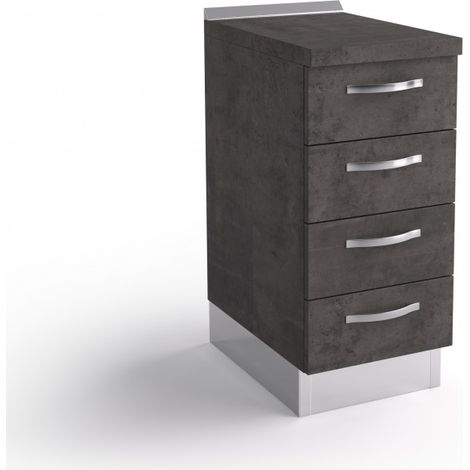 Bloc de base commode cuisine 40x60x84 cm en bois couleur lave avec quatre tiroirs - Massa (1/3)