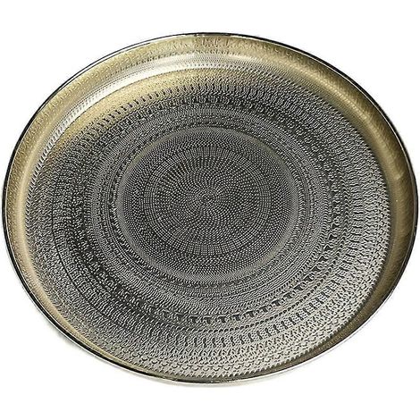 Plateau rond, plateau de service de 33 cm, plateau décoratif de luxe, plateau pour table basse, plateau à bijoux doré (1/5)