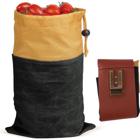 Sac de cueillette de jardin grande capacité, sac à fruits à porter à la taille, sac de rangement pour fruits et légumes, noir portable. (1/5)
