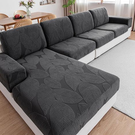 Housse de canapé élastique Universelle, antidérapante, Lavable et Facile d'entretien, idéale pour la Protection de canapé (Gris foncé, 1 Housse de Chaise Longue) (1/5)