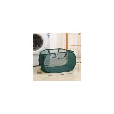 Vert Panier à Linge Sale Pliable Grand Pop Up Corbeille à Linge en Maille Bac à Linge avec Poignée et Poche Latérale Filet Sac à Linge Sale pour Vêtements ,Jouets (1/3)