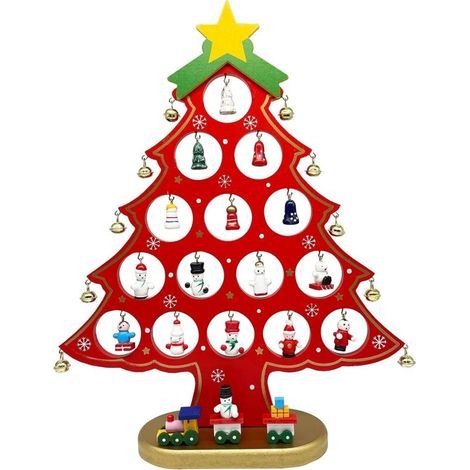 Roter Weihnachtsbaumschmuck – mit 28 Mini-Dekorationen, ideal für Tische und Kaminsimse – 1 Stück, 20 x 27 cm, rot (1/5)