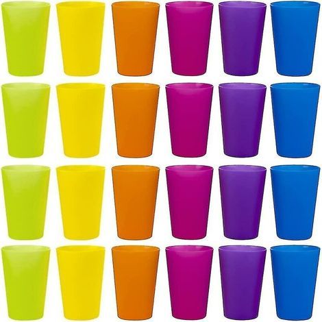 24 gobelets en plastique réutilisables, 6 gobelets en plastique de couleurs vives pour enfants, camping (1/5)