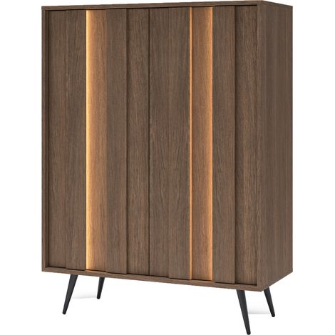 Credenza Hafano, Madia 2 Ripiani, Apertura Battente, 2 Ante, 94x40x126h cm Marrone Noce