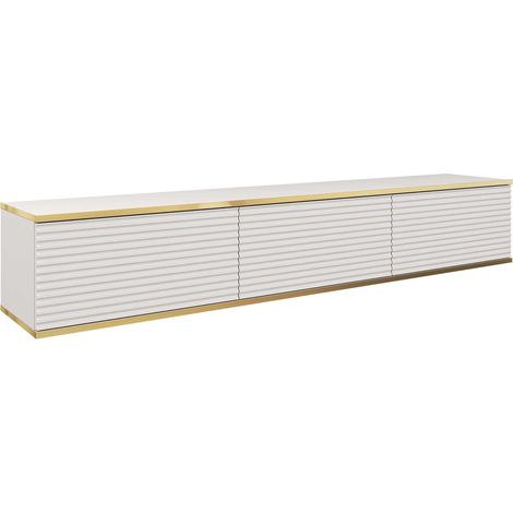 Mobile TV con lamelles bianche, 175 x 30 x 32 cm, apertura push-to-open (1/5)