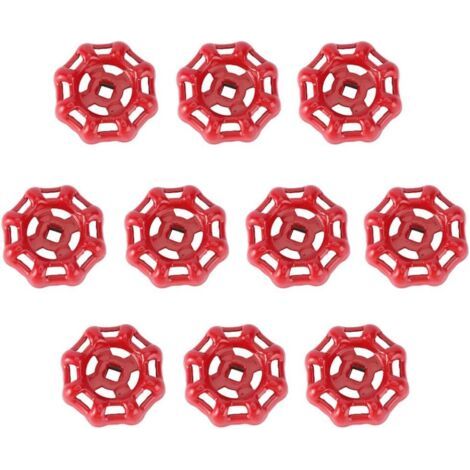 Vanne Volant Fer Vanne à Bille Vanne D'arrêt Robinet Tuyau D'eau Partie Supérieure Poignée 6x6mm (Rouge)-10PCS GROOFOO