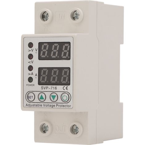 Protecteur de surtension et sous-tension AC220V 63A, limiteur de courant réglable avec délai, réarmement automatique intelligent (1-63A surintensité) (1/5)