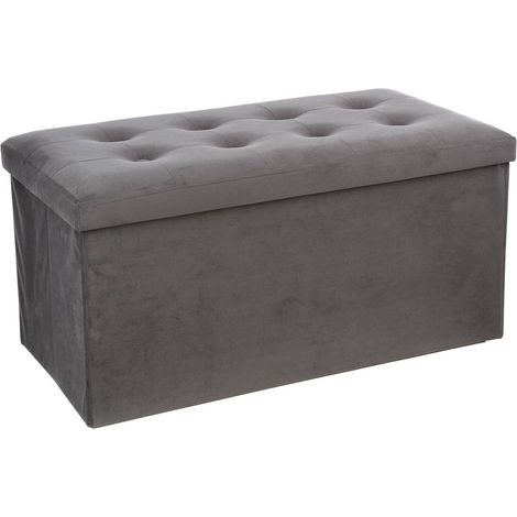 Pouf doppio pieghevole Lysandre effetto velluto grigio ardesia - Atmosphera créateur d'intérieur (1/5)