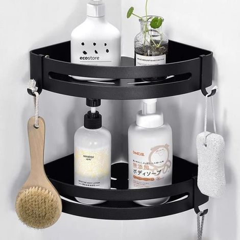 Etagère Douche d'angle Sans Percage, Étagère Salle de Bain Panier Organisateur de Shampoing Gel douche Rangement pour Épices Cuisine (1/4)