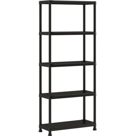 Étagère de rangement Plus 75 – 5 tablettes – Dimensions 75 x 32 x 176 cm – Charge 25 kg par tablette – Noir – ABM (1/7)