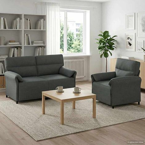 Beyamis Ensemble de canapés 2 pièces en tissu gris foncé (1/5)