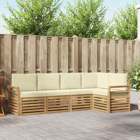 vidaXL Outdoor-Sofagarnitur 5 pcs Weiß und Creme 249 x 130,5 x 73 cm (1/5)