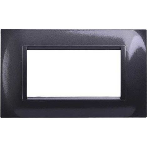 Plaque compatibles Bticino Livinglight 4 modules plastique carré couleur acier graphite foncé