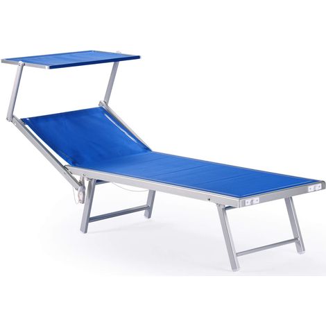 Rebecca Mobili Sdraio Lettino Blu Alluminio Textilene Spiaggia Balcone 38x186x61 (1/5)