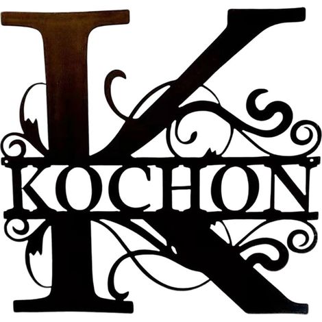 Initials Wall Ornament - Iron Metal Sign - 21 Letters - Black - Indoor Outdoor Decor - 1 Piece (1/5)