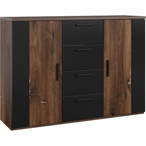 Cómoda Felelie 102, Tamus Flagstaf roble + Cobre, Con cajones y puertas, Número de cajones: 4, 94x132x40cm (1/4)