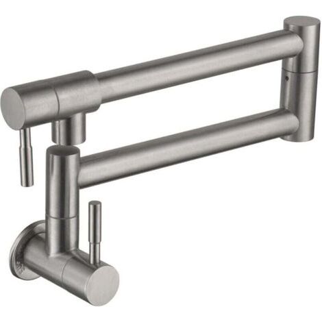 Robinet de cuisine pliable, robinet d'évier mural, robinet mélangeur d'eau froide rotatif à 360 degrés pour cuisine, trou unique, double poignée (1/4)