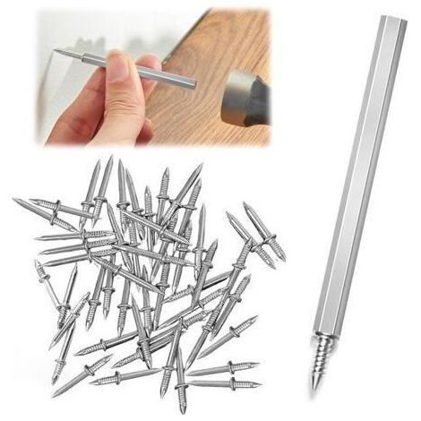 – Packung mit 100 nahtlosen Doppelkopfnägeln – Verzinkter Kohlenstoffstahl – 3 cm für Fußleisten – Saubere, spurenfreie Montage (1/5)